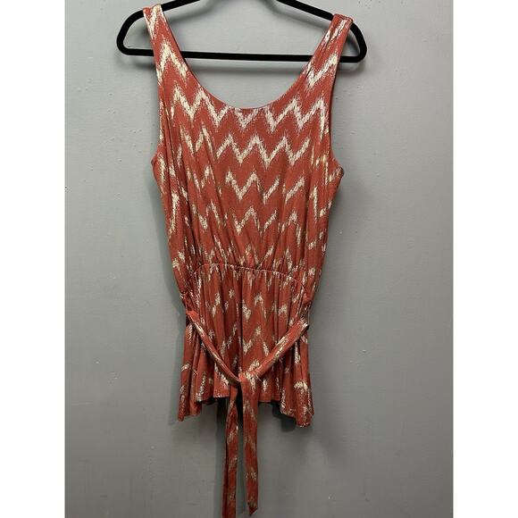 Boston Proper Tank Womens Medium Rust Gold Glitter Shimmer Belted Tie GNO - Picture 1 of 9